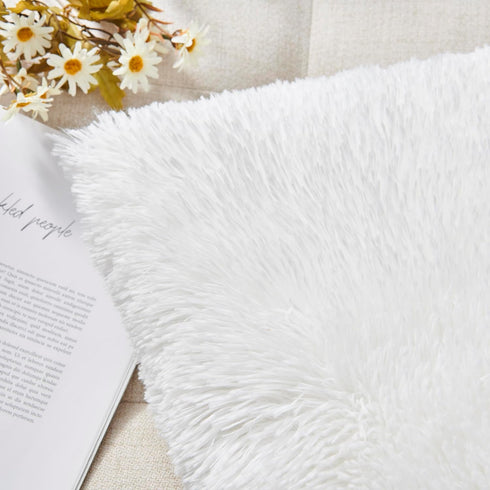NordECO HOME Luxury Soft Faux Fur Fleece Cushion Cover Pillowcase Spring Decorative Throw Pillows Covers, No Pillow Insert, 18" x 18" Inch, White,...