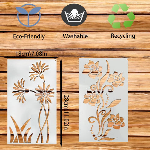 15 pcs Flower Stencils, BOSOIRSOU Plant Rose Stencil Templates Botanical Leaves Drawing Templates for Craft Scrapbooking Painting on Wall Wood...