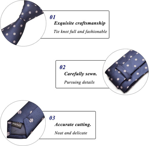 Navy Blue Tie for Men Classic Polka Dot Striped Plaid Paisley Microfiber Necktie Wedding Business Party Gift...