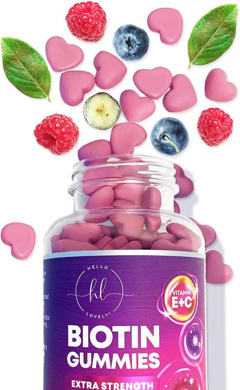 Hair Vitamins Gummy with Biotin 5000 mcg Vitamin E & C to Support Hair Growth, Non-GMO, for Thicker, Stronger & Beautiful Hair, Skin & Nails, Hair...