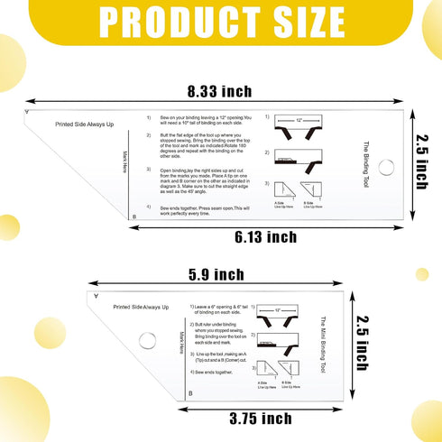 Wavwavw 2 Pcs Acrylic Quilt Binding Tool for Quilting 6 Inches and 3 Inches Measurement Quilting Ruler Quilting Tools for Binding Sewing Supplies...