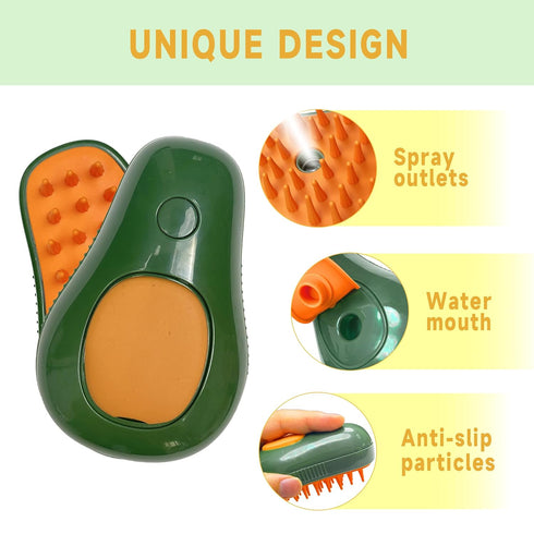 Cat Steam Brush, 3 in 1 Self Cleaning Steamy Cat Brush with Water, Steamer Brush for Cats Dogs Pets, Grooming Cat Hair Brush for Removing Tangled ...