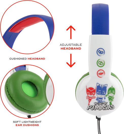 PJ Masks Kids Safe Over The Ear Headphones HP2-03120| Kids Headphones, Volume Limiter for Developing Ears, 3.5MM Stereo Jack, Recommended for Ages...