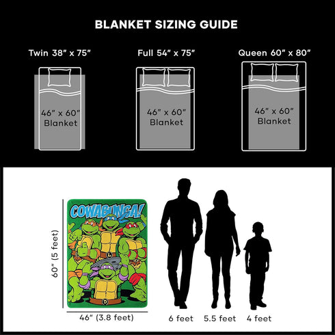 Northwest Nickelodeon Fleece Throw Blanket Teenage Mutant Ninja Turtles, Cowabunga Dudes, 46" x 60"...