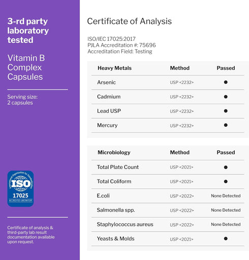Vitamin B-Complex Capsules - B Vitamins: B1 B2 B3 B5 B6 B7 B9 B12, Biotin, Folic Acid, Vitamin C for Energy & Immune Support Supplement, B Complex...