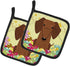 Caroline's Treasures BB6130PTHD Easter Eggs Dachshund Red Brown Pair of Pot Holders Kitchen Heat Resistant Pot Holders Sets Oven Hot Pads for Cook...