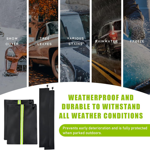 4 PCS Side Mirror Covers and Windshield Wiper Covers, Durable Snow Mirror Cover and Wiper Blades, Protects from Ice Snow Frost Dew Rain Bird Poop,...