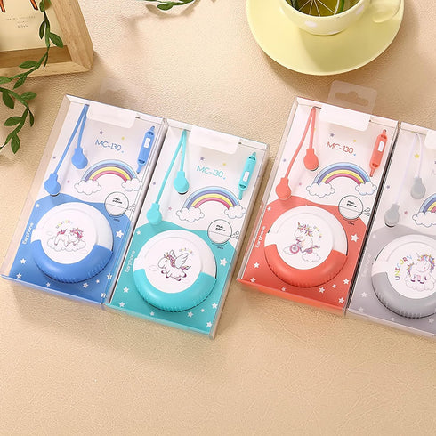 QearFun Unicorn Earbuds for Kids, Kawakii Wired Earbud & in-Ear Headphones Gift for School Girls and Boys with Microphone and Lovely Earphones Sto...