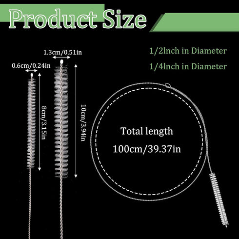 4Pcs 40In Long Straw Cleaner Brush Stainless Steel Long Pipe Cleaners with Nylon Bristles Aquarium Brush for,Pipe Cleaner,Home Kitchen...