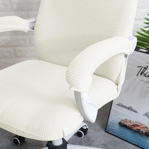 FORCHEER Office Chair Cover Water Repellent Jacquard Armrest Swivel Chair Slipcovers Removable Stretch Universal Computer Chair Cover M with Chair...