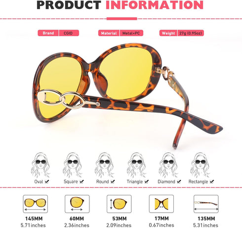 CGID Night Vision Driving Headlight Glasses Women Anti Glare Polarized UV400...