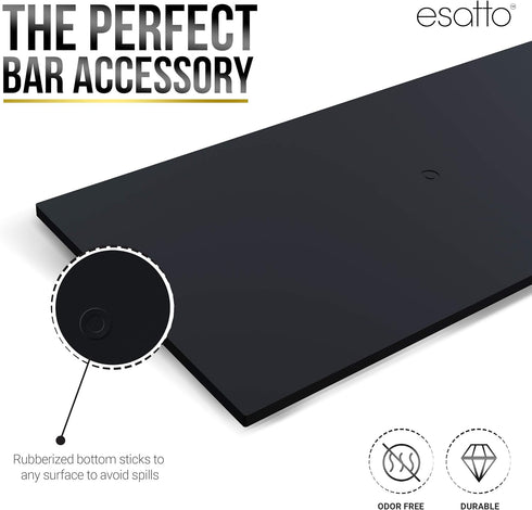Esatto 12" x 6" Professional Service Mat, Black – Sturdy Thick Durable and Stylish Service Bar Mat for Spills, Coffee, Bars, Restaurants, Counter ...