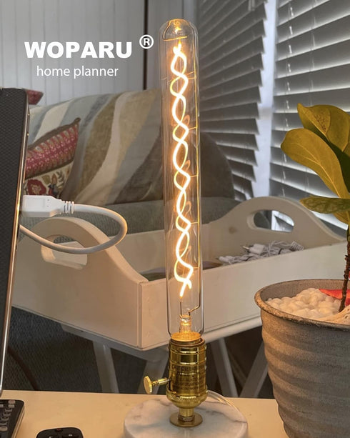 Long Test Tube Spiral Vintage Edison Filament Light Bulb?T10/T32 Medium (E26) Standard Base E27?4W 2200K 240LM Dimmable LED Edison Bulb,40W Equiva...