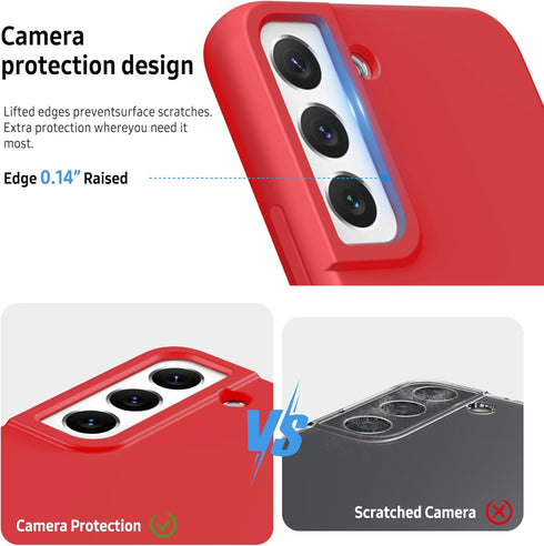 Galaxy S22 5G Case, Samsung S22 2022 Case Liquid Silicone Case Dual Layer Hybrid Hard PC Soft Silicone Gel Rubber Slim Fit Shockproof Protective P...