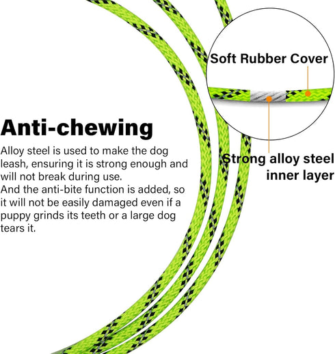 5FT Chew Proof Metal Dog Leash with Comfortable Handle, Heavy Duty Steel Cable Lead for Control Large Medium Small Dogs Walk and Train, Pet Leash ...