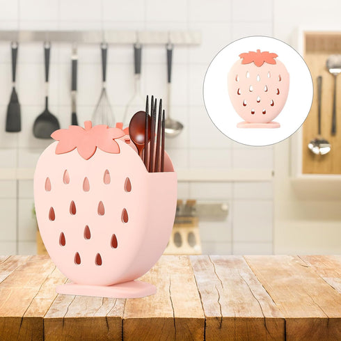 Hemoton Cutlery Utensil Drying Rack,Strawberry Shaped Chopsticks Basket,Flatware Storage Basket,Spoon Fork Organizer for Kitchen Drying Rack,Count...