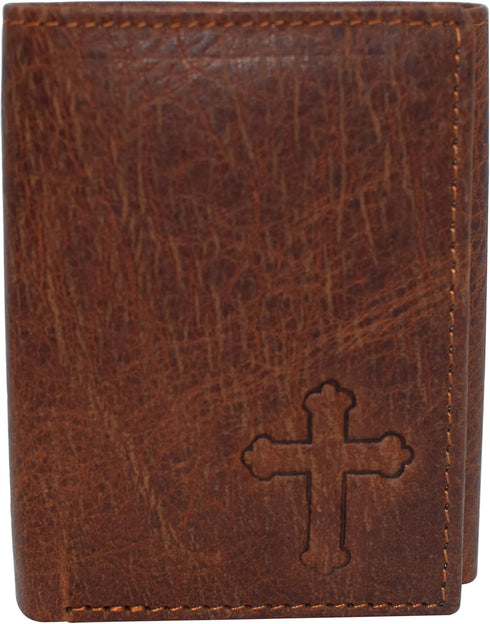 MARSHAL RFID Blocking Cross Genuine Leather Bifold Trifold Wallet for Men (Trifold)...
