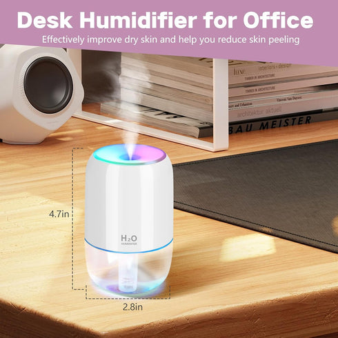 Mini Humidifiers for Bedroom, 2 Pack 200ml Cool Mist Humidifiers for Indoor Plants, Room Humidifiers for Bedroom Quiet Easy Clean Auto Shut-off To...