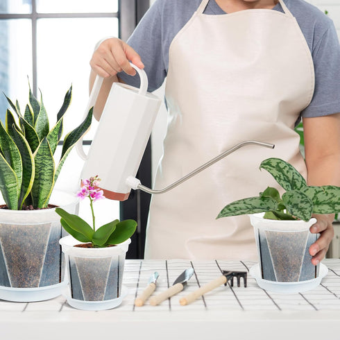 Plant Pots for Indoor Plants, 6 Pack 6.4/5.5/4.7in Clear Plastic Planter with Drainage Holes and Saucers for Orchid, African Violet, Spider Plant,...