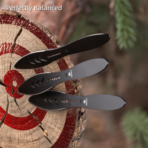 REAT Throwing Knife Set - 3 Piece,10" 440 Stainless Steel with Black Coating, Includes Sheath for Safe Storage - Ideal for Men, Competition, Train...