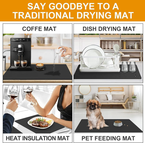 Dish Drying Mats for Kitchen Counter Coffee Mat Under Sink Mats for Kitchen Waterproof Dish Mat Drying Kitchen Mat Bar Mats for Countertop Coffee ...