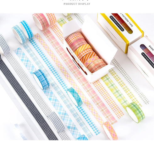 ZDOLAKIDS 8 Rolls Washi Tape Set Basic Orange Color Diagonal Stripe Plaid DIY DIY Masking Tapes Scrapbooking Supplies for Journaling Planners Jour...
