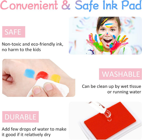 Fstaor 16 Colors Craft Ink Pads for Stamps, Non-Toxic Washable Stamp Pads for Kids, Paper, Wood, and Fabric (16 Pack)...