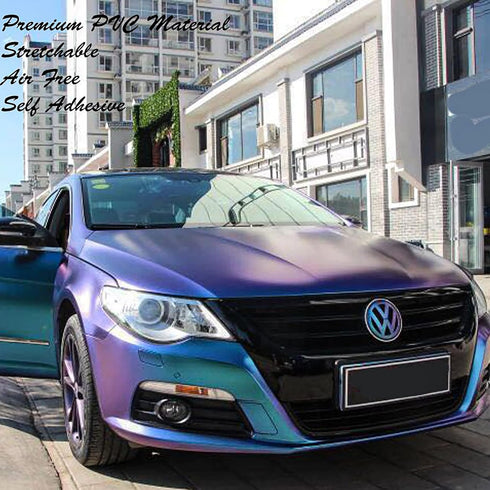 VINYL FROG Chameleon Vinyl Wrap Matte Metallic Vehicle Film Purple to Blue Stretchable Air Release DIY Decals 12"x60"...