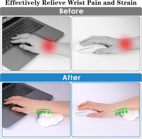 1 Pcs Cloud Wrist Pad for Mouse, Cute Pu Leather Mouse Wrist Support, Soft Memory Foam Ergonomic Cloud Mouse Pad, Pain Relief Gaming Wrist Rest fo...