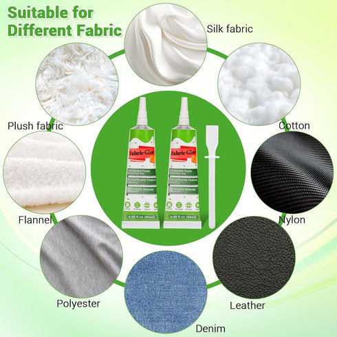 2 x 80 ML Fabric Glue for Clothing Permanent, Super Fabric Glue Washable Clear Clothing Glue for Patches, Clothes, Leather, Polyester, Fabrics, Do...
