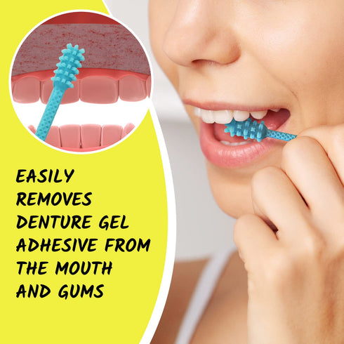 V4 Hard Plastic Denture Brush - Denture Gel Adhesive Remover - Remove Denture Gel Adhesive from Mouth & Gums, Oral Hygiene Products, Scraper w/Tex...