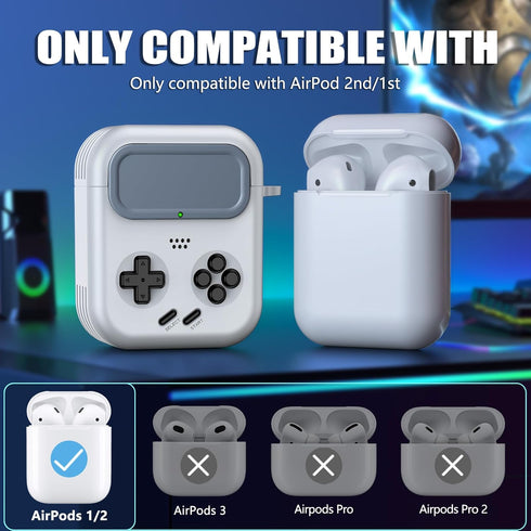 Inesore for Airpod Case Cover with Safety Lock and Cleaner Kit,Classic Handheld Game Console Design Sturdy TPU Protective Case Compatible with Air...