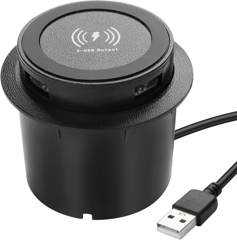 XMSJSIY Desktop Embedded Wireless Charger 3-in-1 Multifunctional Pop-Up 10W Fast Charging Wireless Charger USB Desktop Charger Dual USB Charging f...