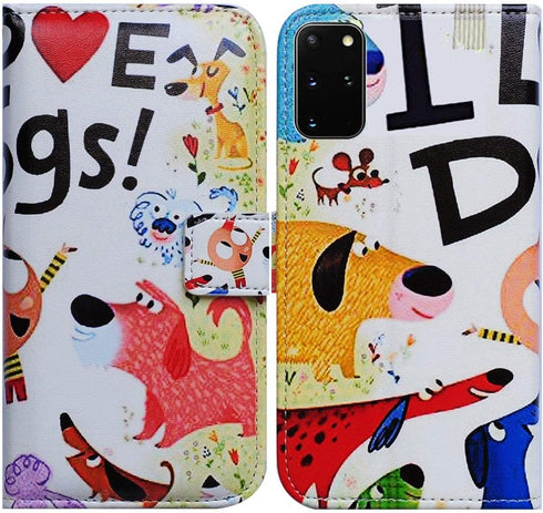 Case for Samsung Galaxy S20 Plus, Colorful Cute Dogs Leather Flip Phone Case Wallet Cover with Card Slot Holder Kickstand for Samsung Galaxy S20 P...