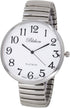 Blekon Collections Silver Super Large White Face Case Size 43mm EXTRA LARGE Stretch Band Japanese Movement PC21J Fashion Watch...