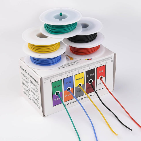 20 Gauge Wire Stranded Electrical Wire 20 AWG Electric Hook Up Wire Kit Flexible Silicone Tinned Copper Wires, OD:1.8mm, 5 Colors 19.6ft Each, wit...
