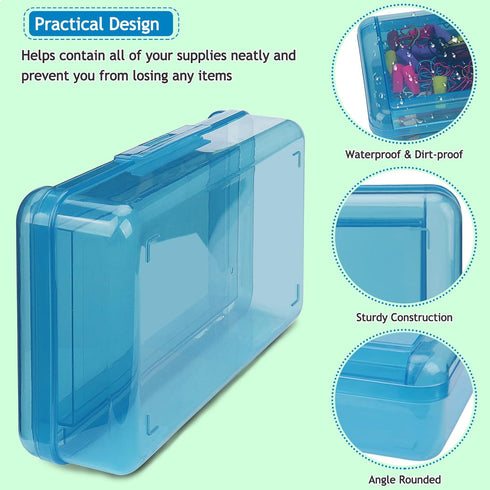 1 PCS Pencil Box,Double Layer Large Capacity Pencil Box,Hard Pencil Case with Snap-tight Lid, Plastic Pencil Box for Office School Supplies Pen Bo...