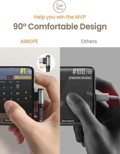AINOPE Short USB C to USB C Cable 1.5FT 1 Pack 60W Fast Charging Nylon Braided Type C Cable for iPhone 15 Pro Max Plus Samsung Power Bank Travel E...
