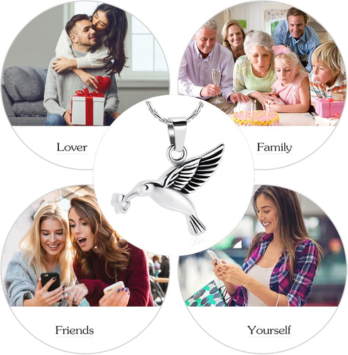 constantlife Hummingbird Cremation Jewelry Keepsake Stainless Steel Human Pet Urn Necklace for Ashes for Women Men Memorial Pendant...