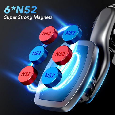 Magnetic Car Phone Holder Mount, Upgraded Clip Car Cell Phone Holder, 360° Strong Magnet Phone Holder for Car, Phone Mount for Car Vent Compatible...