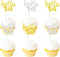 18PCS Hello 14th Cupcake Topper Picks for Happy Birthday Party Cheer to 14 Years Old Theme Party Decoration Supplies Celebrating Anniversary Gold ...
