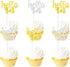 18PCS Hello 14th Cupcake Topper Picks for Happy Birthday Party Cheer to 14 Years Old Theme Party Decoration Supplies Celebrating Anniversary Gold ...