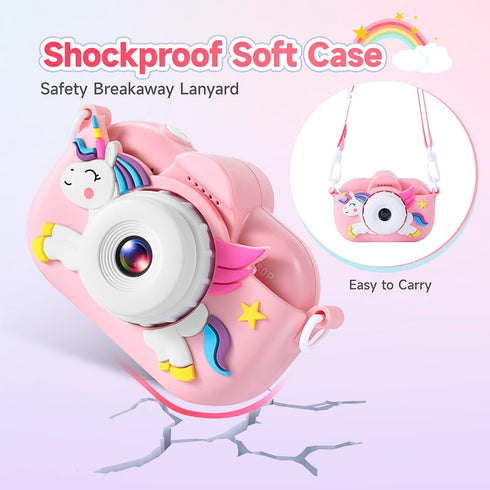 Kids Camera for Toddler Girls Boys Aged 3-9, YEEHAO 32MP Kids Toys Digital Camera 3 4 5 6 7 8 9 Year Old Girls, Children Birthday Gift for Kids, P...