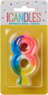 Vibrant Number "8" Rainbow Birthday Candle - 2.75" (1 Pc) - Perfect for Memorable Eighth Birthday Celebrations...
