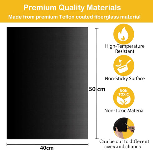 Dailyart 19x15inch Grill Mats for Outdoor Grill, Set of 5 100% Non-stick Teflon Grill Mat, Upgraded & Enlarged Reusable Grill Mats for Grilling, B...