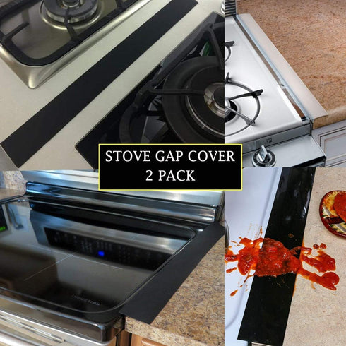 Forlivese Kitchen Silicone Stove Cover, Easy Clean Heat Resistant Wide & Long Gap Filler, Seals Spills Between Counter, Stovetop, Oven, Washer & Dryer, Set of 2 (21 Inches, Black?