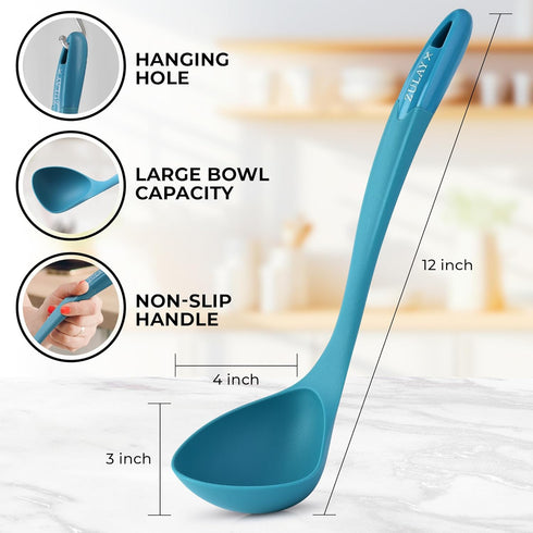Zulay Kitchen Soup Ladle – Ergonomic, Heat-Resistant & Versatile for Serving Soup, Chili, Gravy & More - Sky Blue...