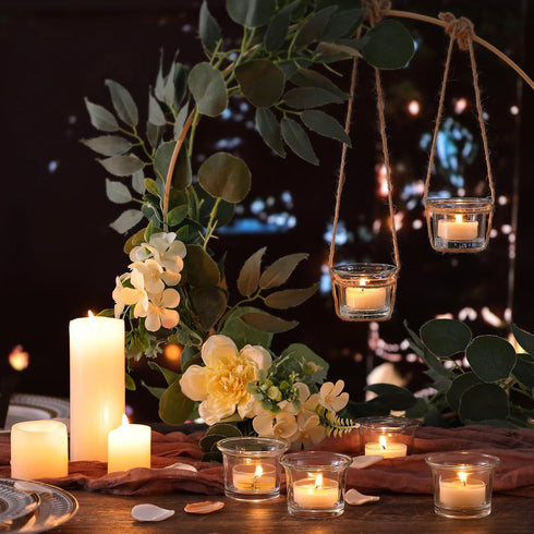 Letine Tealight Candle Holder Set of 12- Clear Glass Votive Candle Holders Bulk for Christmas Decorations, Wedding, Party & Home Decor...