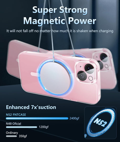 FNTCASE for iPhone 15-Plus Phone Case: Magnetic Clear Military Shockproof Anti Yellowing Slim Phone Cover with Camera Lens Protector & Screen Prot...