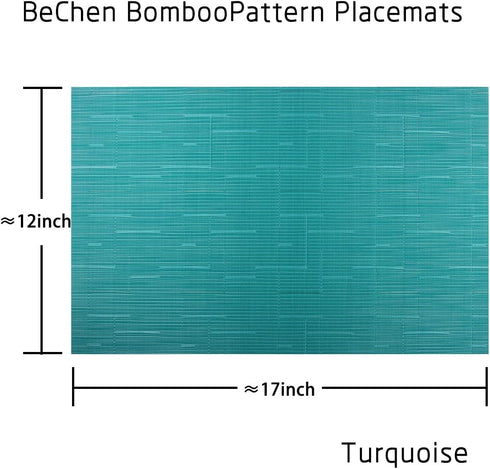 Vinyl Placemats Washable Table Mats Easy to Clean Woven Placemats for Kitchen Dining Table Set of 4 (Turquoise)...